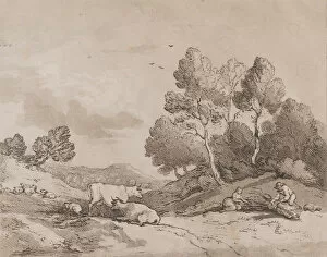 Images Dated 1st May 2020: Landscape with Figures Binding a Bundle of Wood, May 21, 1789. May 21, 1789
