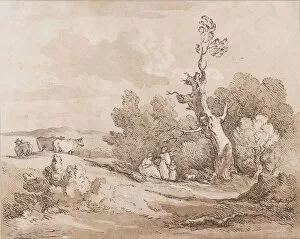 Images Dated 1st May 2020: Landscape with Figures Collecting Wood Beneath Gnarled Trees, May 21, 1789. May 21, 1789