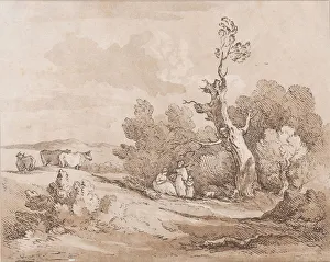 Landscape with Figures Collecting Wood Beneath Gnarled Trees, May 21, 1789. May 21, 1789