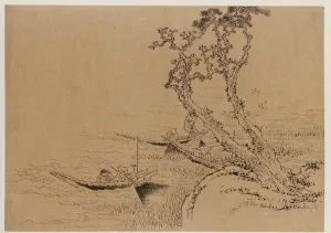 Landscape: figures fishing from boats, late 18th-early 19th century. Creator: Hokusai Landscape: figures fishing from boats, late 18th-early 19th century. Creator: Hokusai