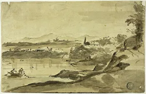 Pynacker Adam Prints: Landscape with Fisherman in Lake, n.d. Creator: Adam Pynacker
