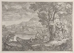 Boatman Gallery: Landscape with the flight into Egypt, 1626-80. Creator: Giovanni Francesco Grimaldi