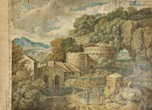 Natural Arch Prints: Landscape with Fortifications, 1836. Creator: John Wilhelm Nahl