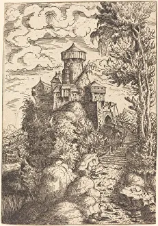 Landscape with a Fortress and Big Stairway, 1554. Creator: Hans Sebald Lautensack Landscape with a Fortress and Big Stairway, 1554. Creator: Hans Sebald Lautensack