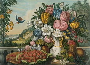 Hudson River Gallery: Landscape - Fruit and Flowers, 1862. Creator: Frances Flora Bond Palmer