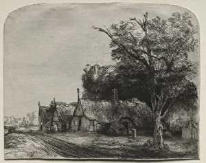 1606 1669 Prints: Landscape with Three Gabled Cottages beside a Road