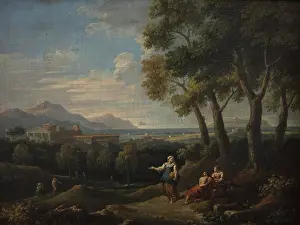 Underneath Prints: Landscape with a Genre Scene, 18th century. Creator: Jan Frans van Bloemen