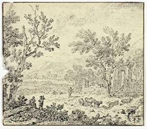 Goatherd Prints: Landscape with Goats, Goatherd and Ruins, n.d. Creator: Jan van Huysum