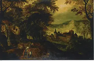 Wayside Prints: Landscape with the Good Samaritan, 1628. Creator: Adriaen van Stalbemt