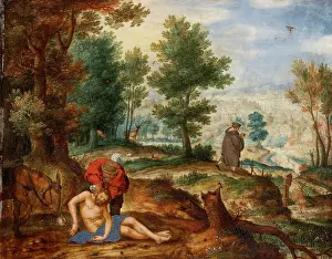 Wayside Prints: Landscape with the Good Samaritan, c1595-1600. Creator: Circle of Pieter Stevens