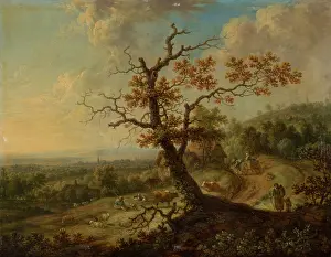 Cart Prints: Landscape with Grazing Farm Animals, 18th century. Creator: Christian Georg Schutz