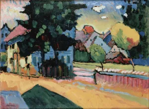 Kandinsky Prints: Landscape with a Green House, 1908. Artist: Vassily Kandinsky