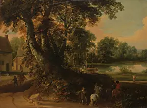Wayside Prints: Landscape with a Group of Trees at the Shore of a Lake
