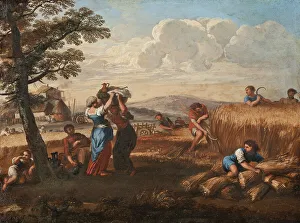Pietro Berrettini Prints: Landscape with Harvesting, 18th century. Creator: Pietro da Cortona