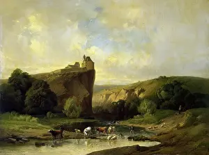 Waters Edge Prints: Landscape with a Herd, 1862. Creators: Eugene Verboeckhoven, Joseph Quinaux