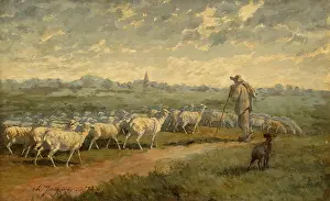 Farm Animal Prints: Landscape with a Herd, 1872. Creator: Charles Emile Jacque
