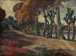 Lakeside Prints: Landscape with a Herdsman, 1920-1930. Creator: Jozef Hanula