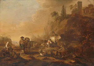 Milking Prints: Landscape with Herdsmen and their Droves, 1648. Creator: Cornelis de Bie