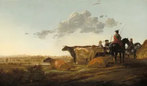 Cuyp Aelbert Prints: Landscape with Herdsmen, mid-1650s. Creator: Aelbert Cuyp