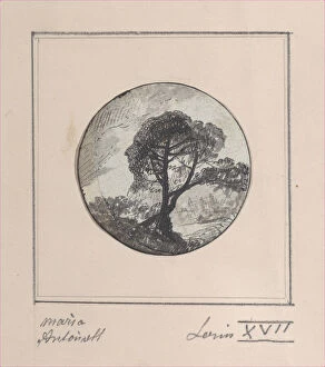 Pen And Ink Drawing Collection: Landscape with hidden silhouettes of Marie Antoinette and the Dauphin, 1794-1815. 1794-1815