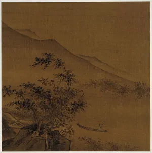 Landscape: hillsides, rocks, trees, house and a boat, Ming dynasty, 1368-1644