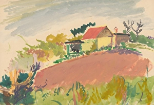 Isolation Prints: Landscape with a homestead, 1940/1944. Creator: Jan Novak