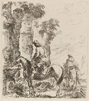Watering Prints: Landscape with Horsemen, 1646. Creator: Stefano della Bella