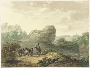 Outcrop Prints: Landscape with horsemen, 1789. Creator: Hermanus Numan