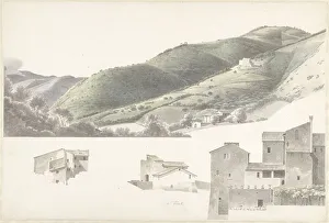 Tibur Prints: Landscape and some houses near Tivoli, 1787-1847. Creator: Josephus Augustus Knip