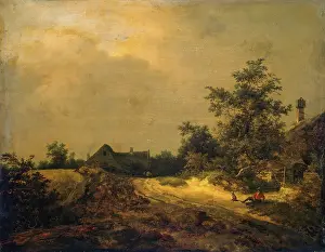 Sitting On Ground Prints: Landscape with some houses and a sand track, 1647. Creator: Jacob van Ruisdael