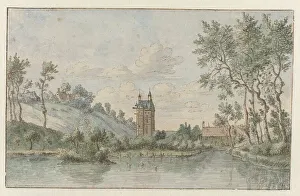Watercolor Paint Prints: Landscape with Huis Kluys, near Brussels, 1674. Creator: Josua de Grave