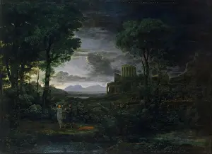 Distant Prints: Landscape with Jacob Wrestling with the Angel, (Night), 1672. Creator: Claude Lorrain