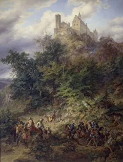 Armor Prints: Landscape with knights (The Wartburg), 1836