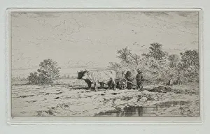 Landscape, Labourers, 1845. Creator: Charles-Emile Jacque (French, 1813-1894)