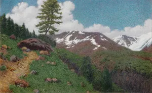 Landscape with larches, 1917. Creator: Morbelli, Angelo (1853-1919)