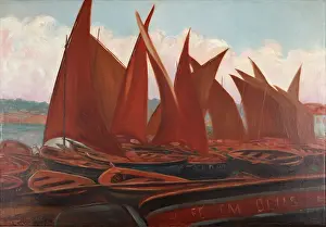 Sailing Vessel Prints: Landscape. Leca da Palmeira, 1905. Creator: Carneiro, Antonio (1872-1930)