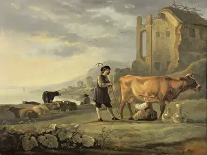 Cuyp Aelbert Prints: Landscape with Maid Milking a Cow, c1655. Creator: Aelbert Cuyp