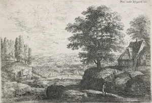 Uden Lucas Van Prints: Landscape with a man with a walking stick, Mid 17th century. Creator: Lucas van Uden