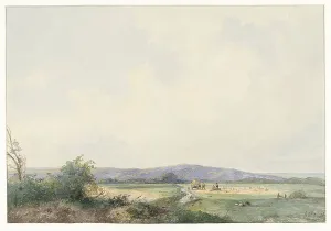 Meadows Prints: Landscape with meadows, near the dunes, 1844. Creator: Frans Arnold Breuhaus de Groot