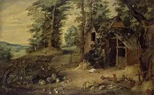 Wheelbarrow Prints: Landscape, (Meeting of St. Antony and St Paul), 1650. Creator: David Teniers II