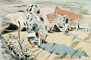 Modernism Prints: Landscape with Megaliths, 1936. Creator: Paul Nash