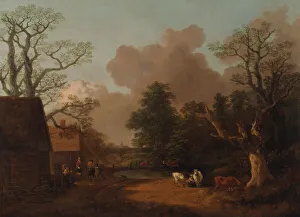Milkmaid Prints: Landscape with Milkmaid, between 1754 and 1756. Creator: Thomas Gainsborough