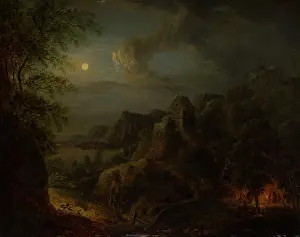 Time Prints: Landscape with Full Moon, 18th century. Creator: Johann Georg Trautmann
