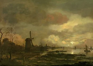 Neer Aert Van Der Prints: Landscape by Moonlight, mid-17th century. Creator: Aert van der Neer