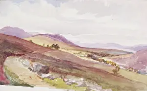 Sloped Prints: Landscape of Mountains and Cottage in Distance, c1840s. Creator: John Phillip