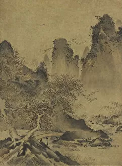 Landscape: mountains, stream and bridge, late 15th-early 16th century