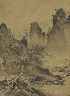 Muromachi Period Prints: Landscape: mountains, stream and bridge, late 15th-early 16th century