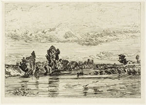 Breeze Gallery: Landscape Near Asnieres, 1844. Creator: Charles Emile Jacque