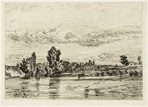 Landscape Near Asnieres, 1844. Creator: Charles Emile Jacque