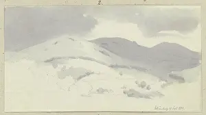 Pastel Prints: Landscape near Schonberg, (Bensheim), 1839. Creator: Carl Theodor Reiffenstein